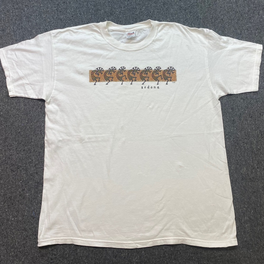 Sedona Kokopelli TShirt Sz XL Mens White Southwestern Boho Souvenir Graphic Tee